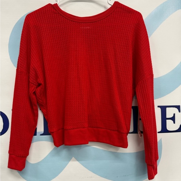 No Boundaries, girls light fabric, red, open back, long sleeve top. - Picture 1 of 6